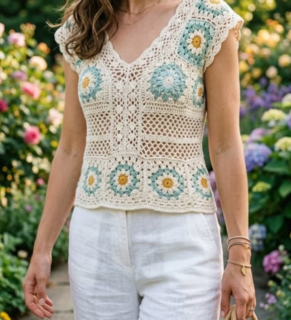 Crochet Floral Top