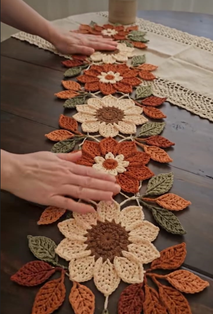 Crochet Floral Table Runner